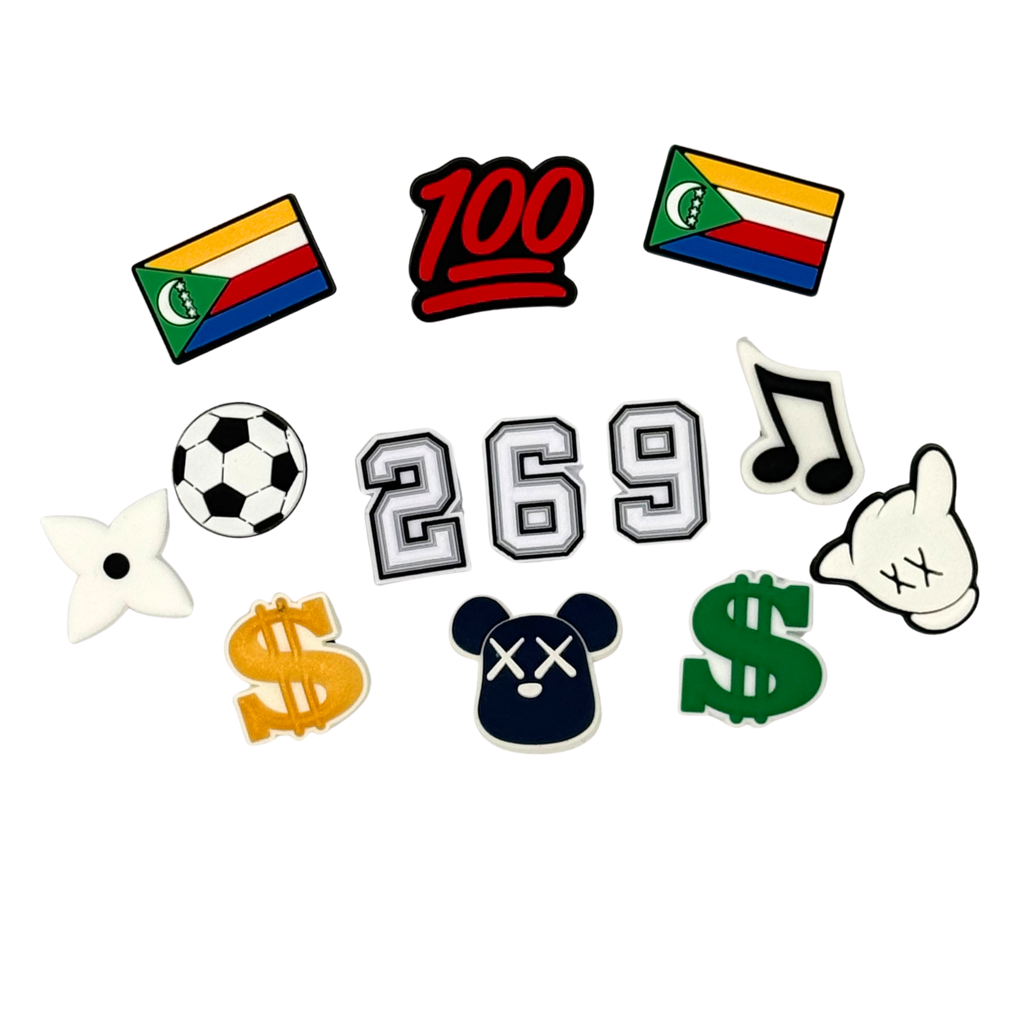 Pack 13 pin's pour Clogs - Comores