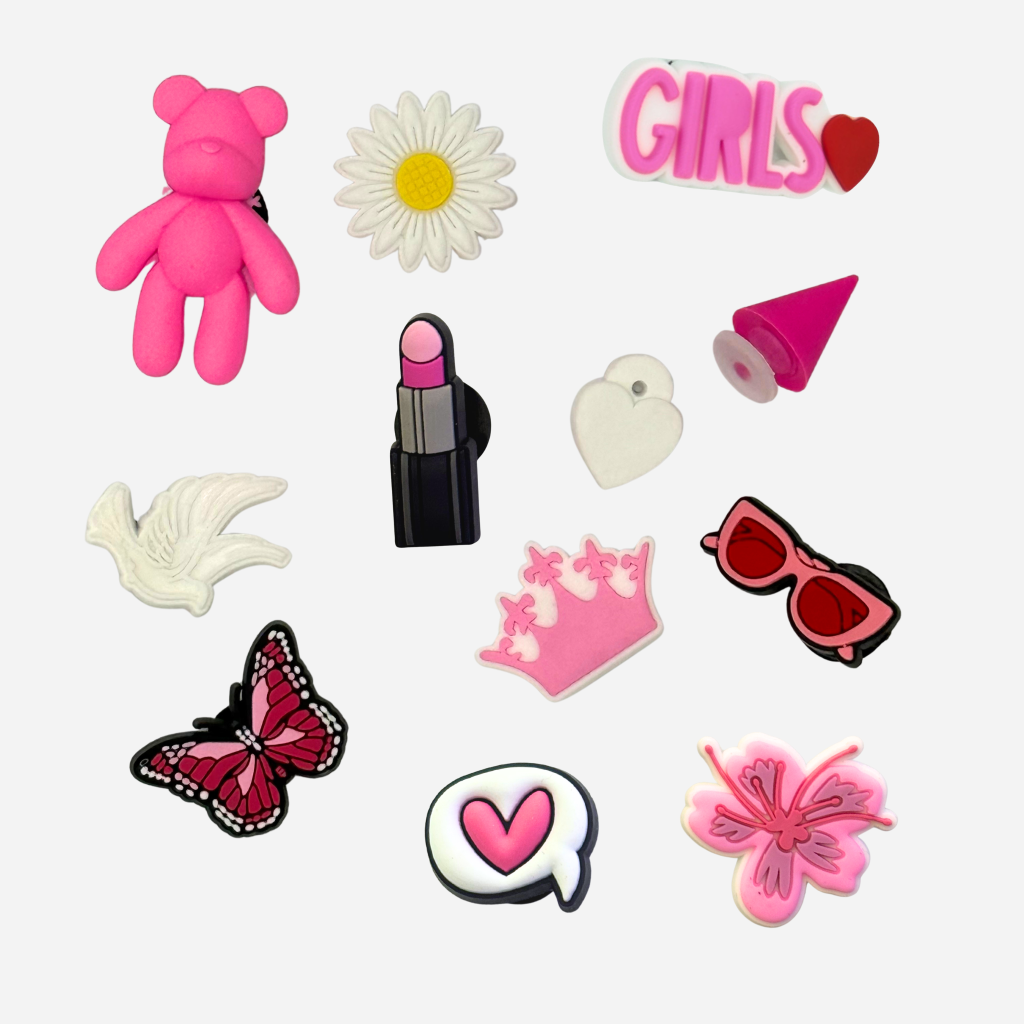 Pack 12 Pin's pour Clogs - Rose & Blanc