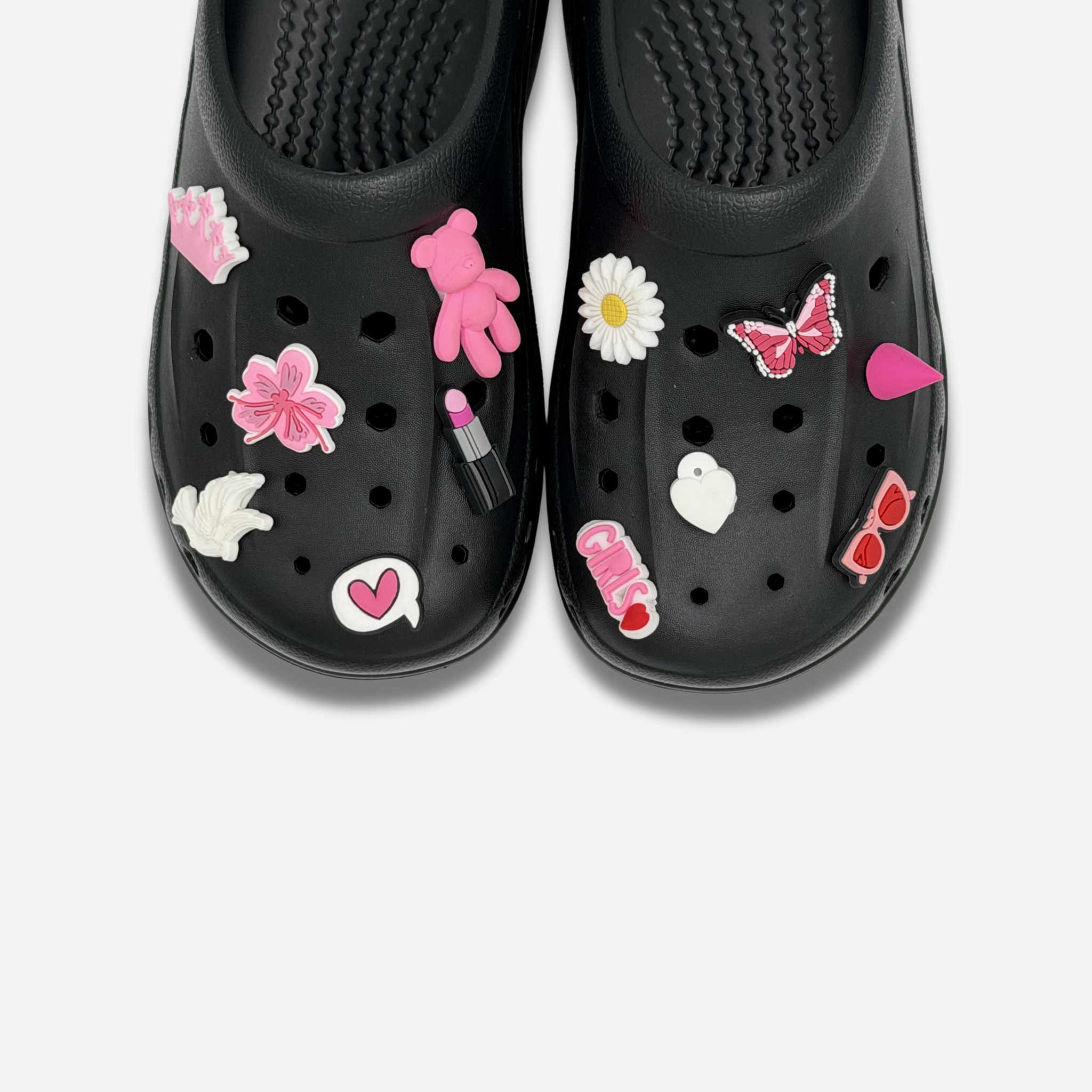 Pack 12 Pin's pour Clogs - Rose & Blanc