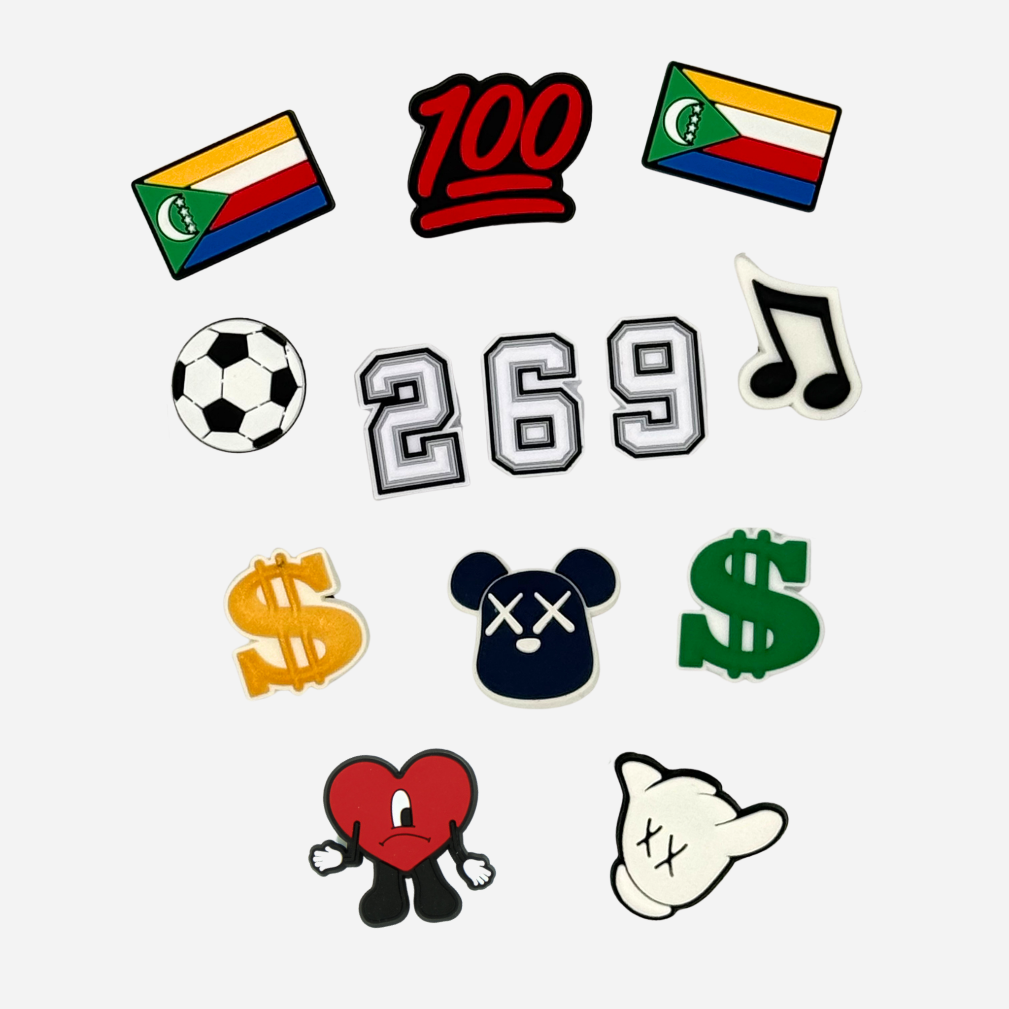 Pack 13 pin's pour Clogs - Comores
