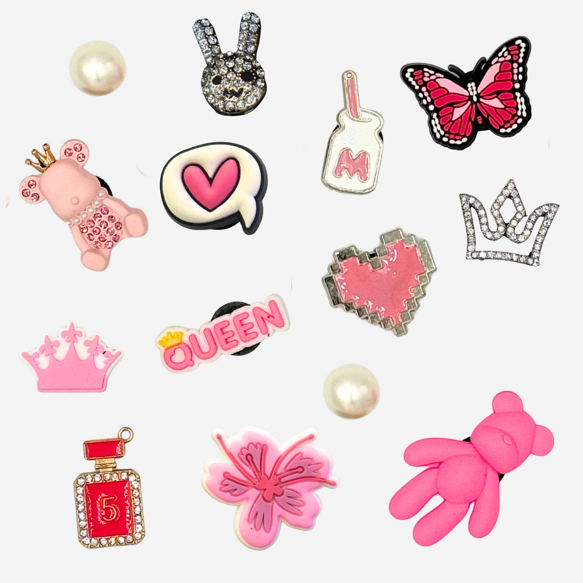 16er-Packung Stollennadeln für Clogs – Pink Queen