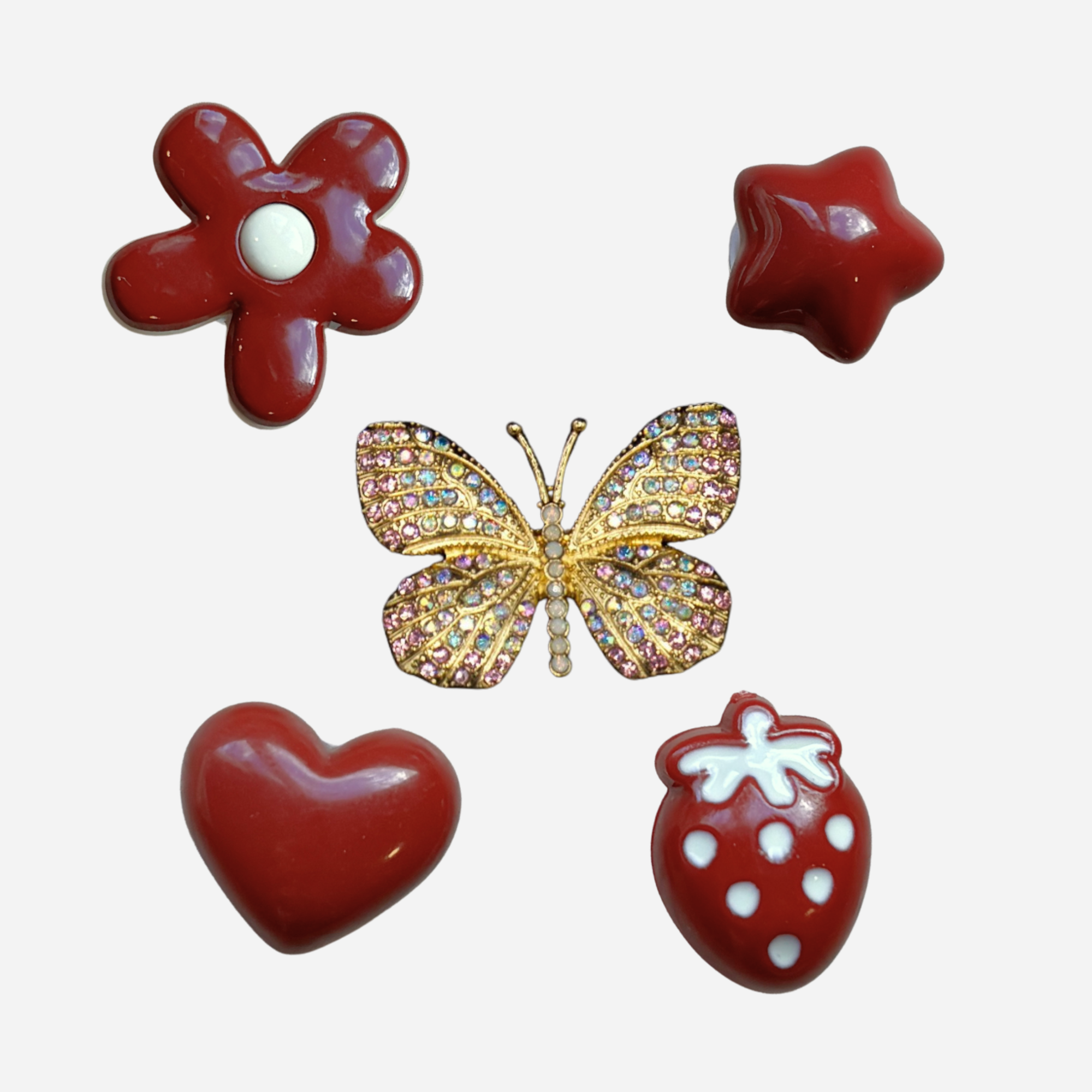 Pack 5 pin's rouge brillant