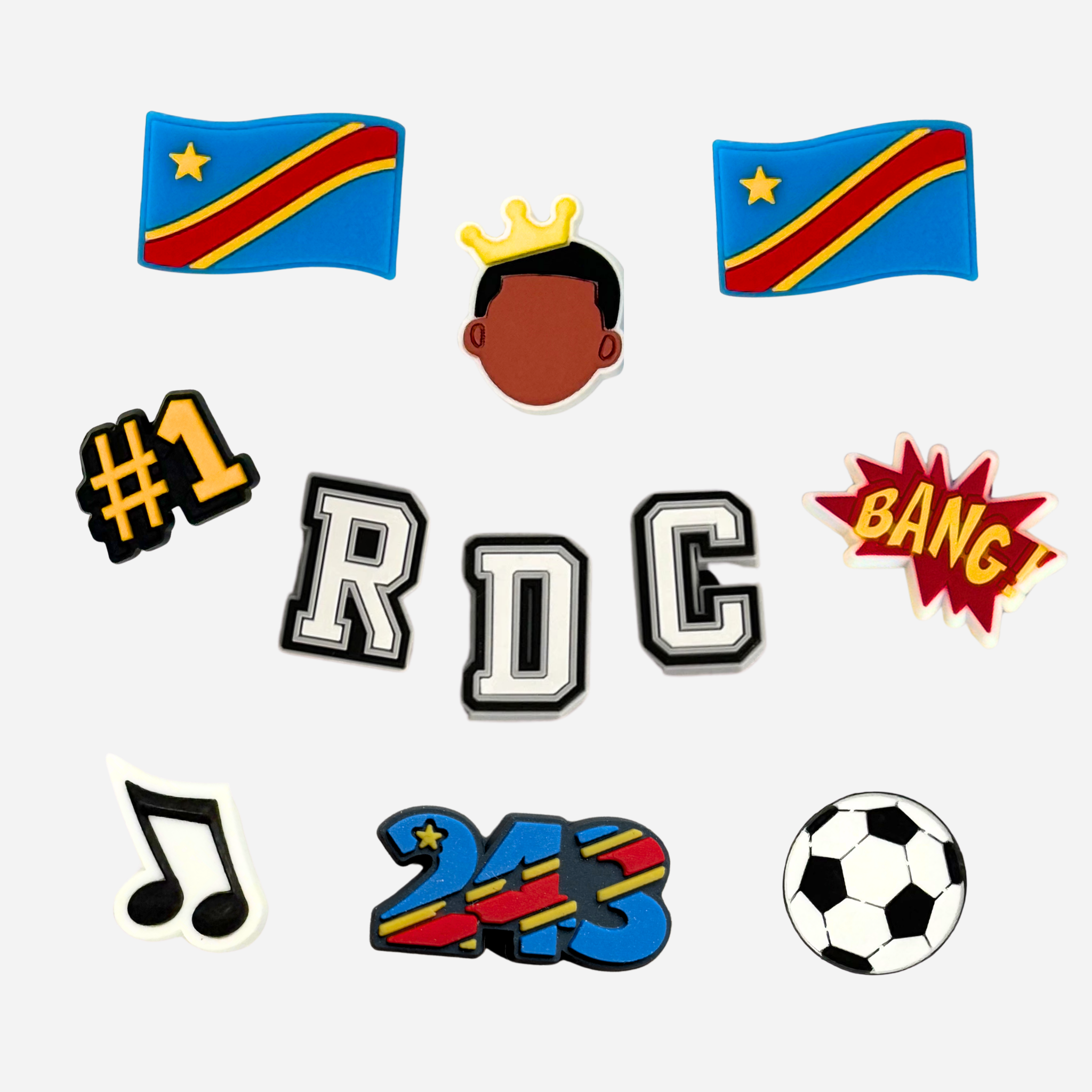Pack 11 Pin's pour Clogs - Congo Kinshasa
