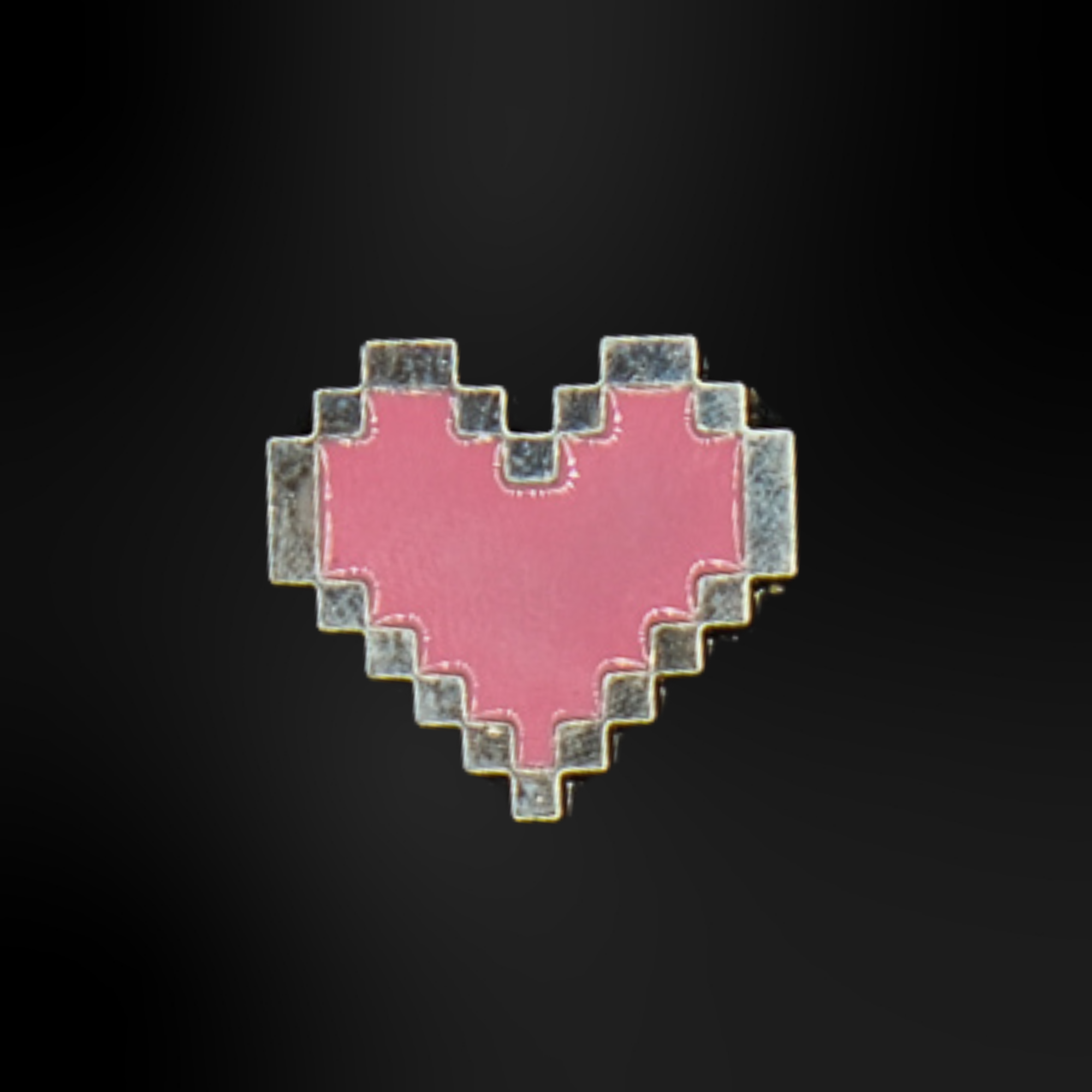  pins metallique coeur rose pixel