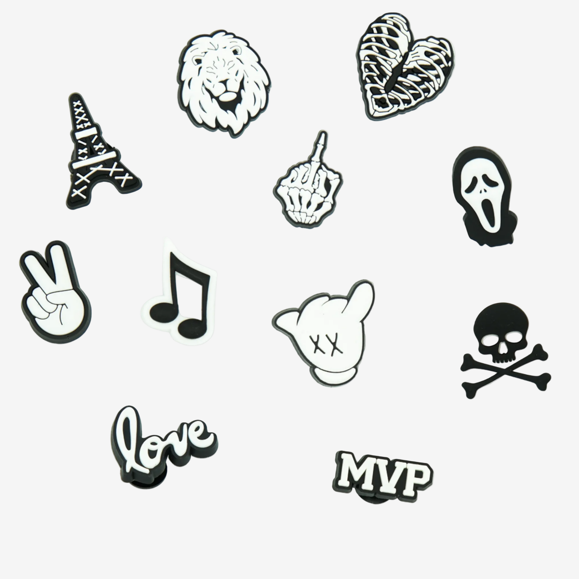 pins pour clogs noir et blanc